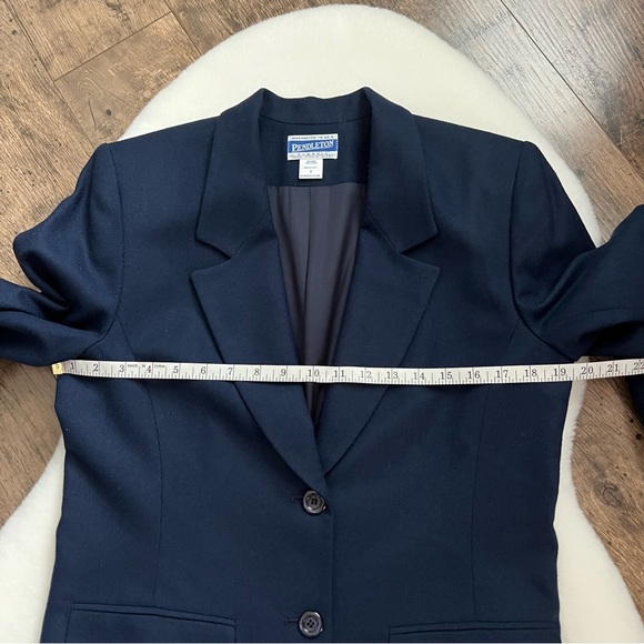 Pendleton Blazer Vintage Classic Virgin Wool Dress Jacket Navy Blue 8 - Picture 13 of 17